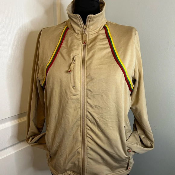 Jordan Vintage Y2K Full Zip Pockets Tan Dry-Fit Lined Track Jacket Womens L EUC - Picture 5 of 12